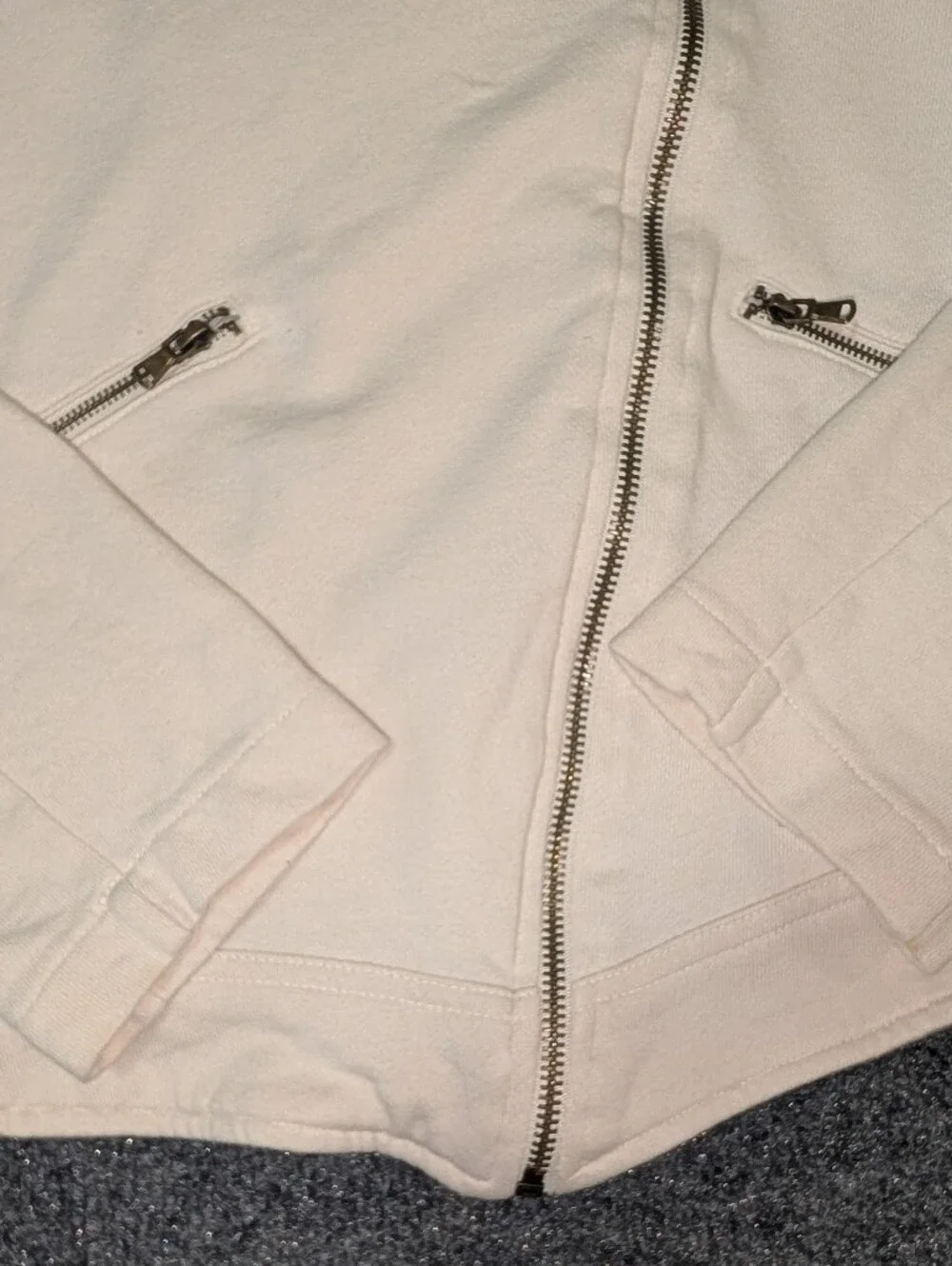 MNG by Mango Cream Studded Asymmetrical Moto Biker Jacket - Size L
